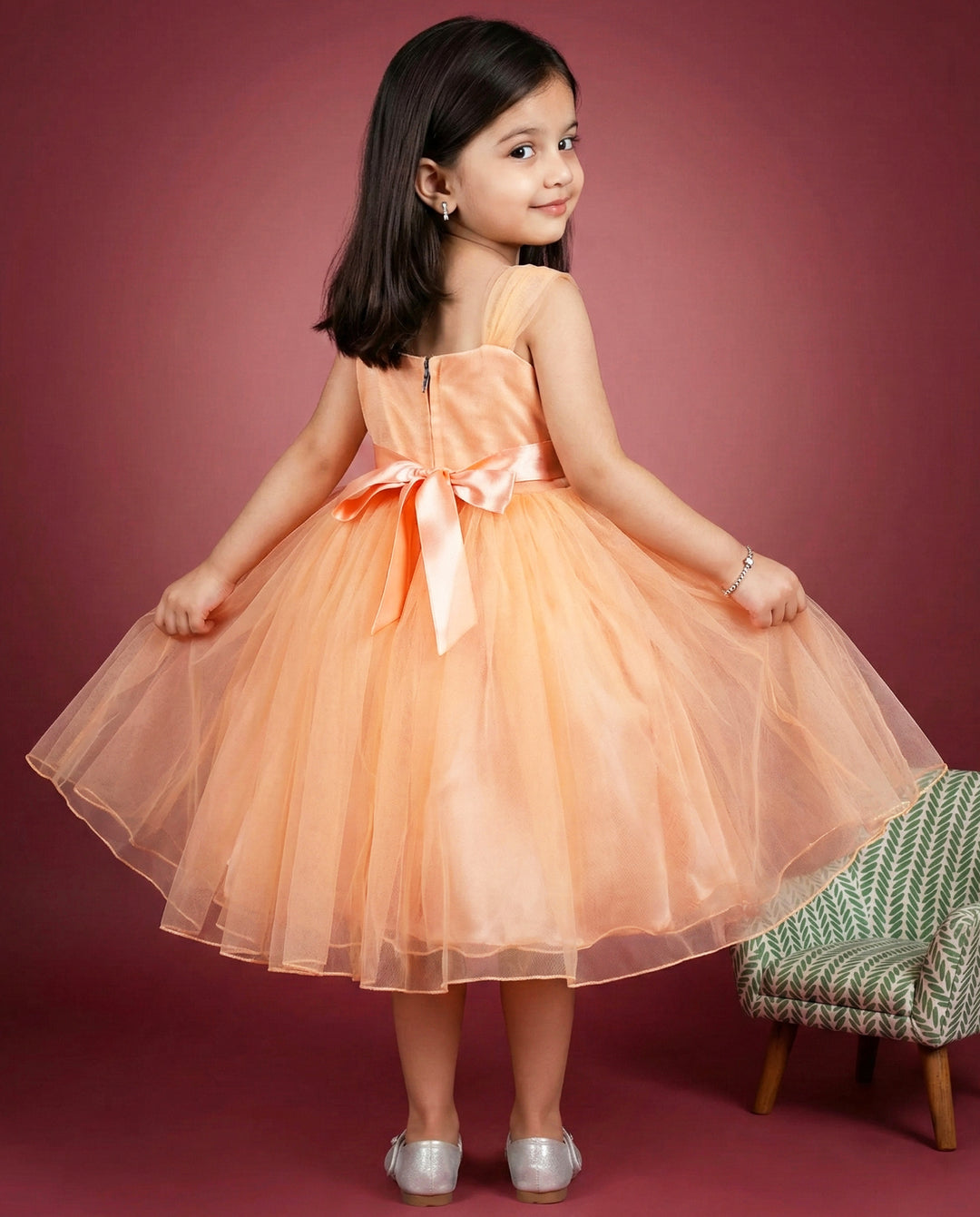 light peach sequins birthday dress for baby girls

baby girl partywear frock with sequins handwork

premium peach birthday frock for toddlers

baby girls festive party dress peach color

kids birthday dress with hand embroidery
