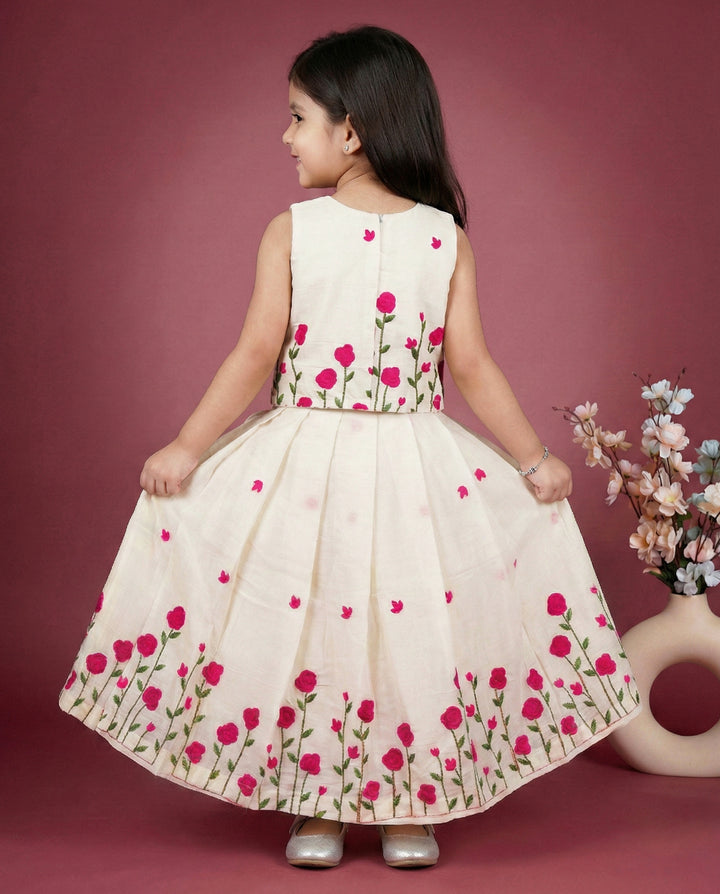 Cream Pink Baby Girl Birthday Dress, Party Wear Lehenga Choli, Kids Birthday Outfit