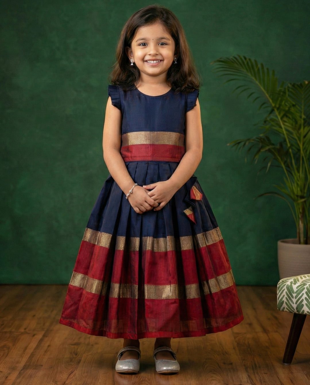 Black banarasi cotton lehenga choli back view – Stanwells Kids