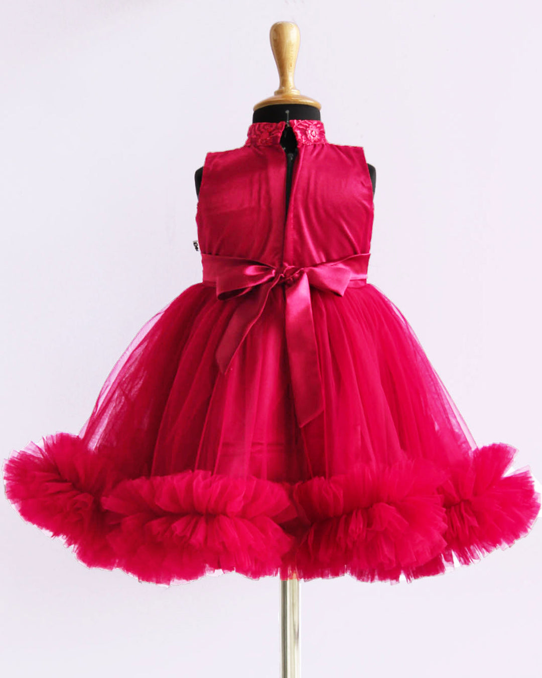 Baby girl birthday dress, reddish maroon sequins frock, birthday dress for girls