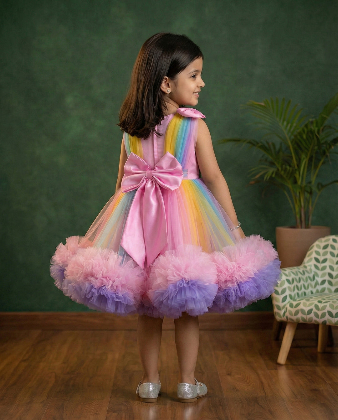 Rainbow Theme Baby Girl Birthday Dress | Multi-Color Party Frock Stanwells Kids Rainbow Theme Baby Girl Birthday Dress | Multi-Color Party Frock Stanwells Kids