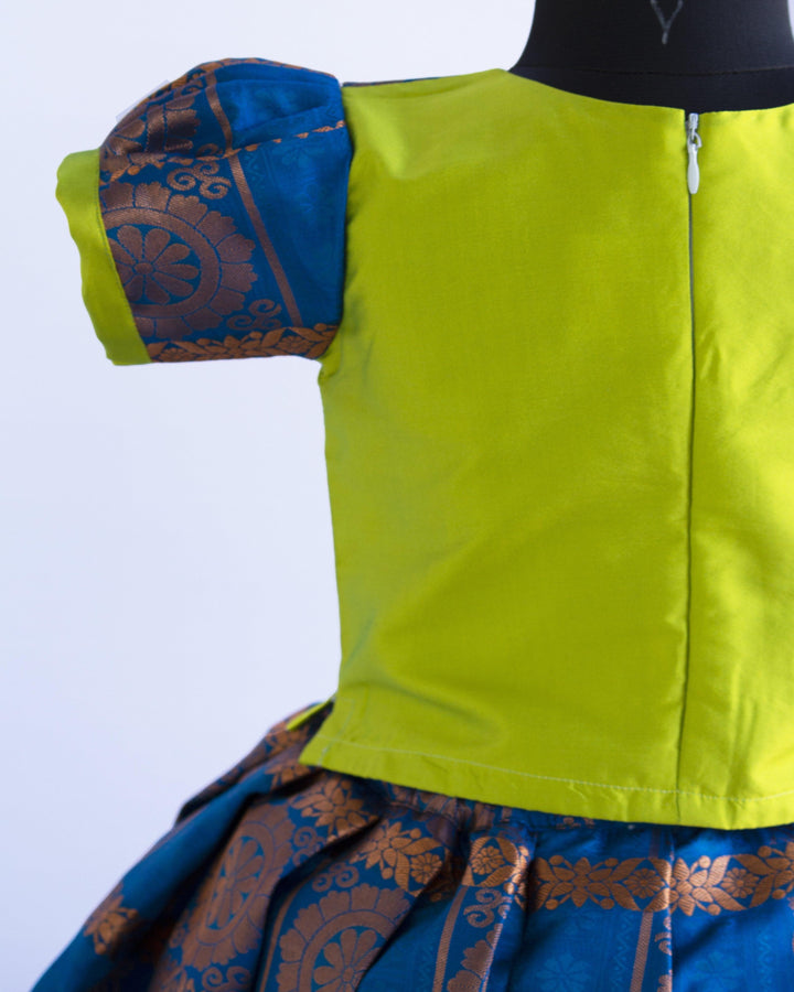 Sapphire Blue & Lime Green Combo Girls Traditional Silk Lehenga Choli 