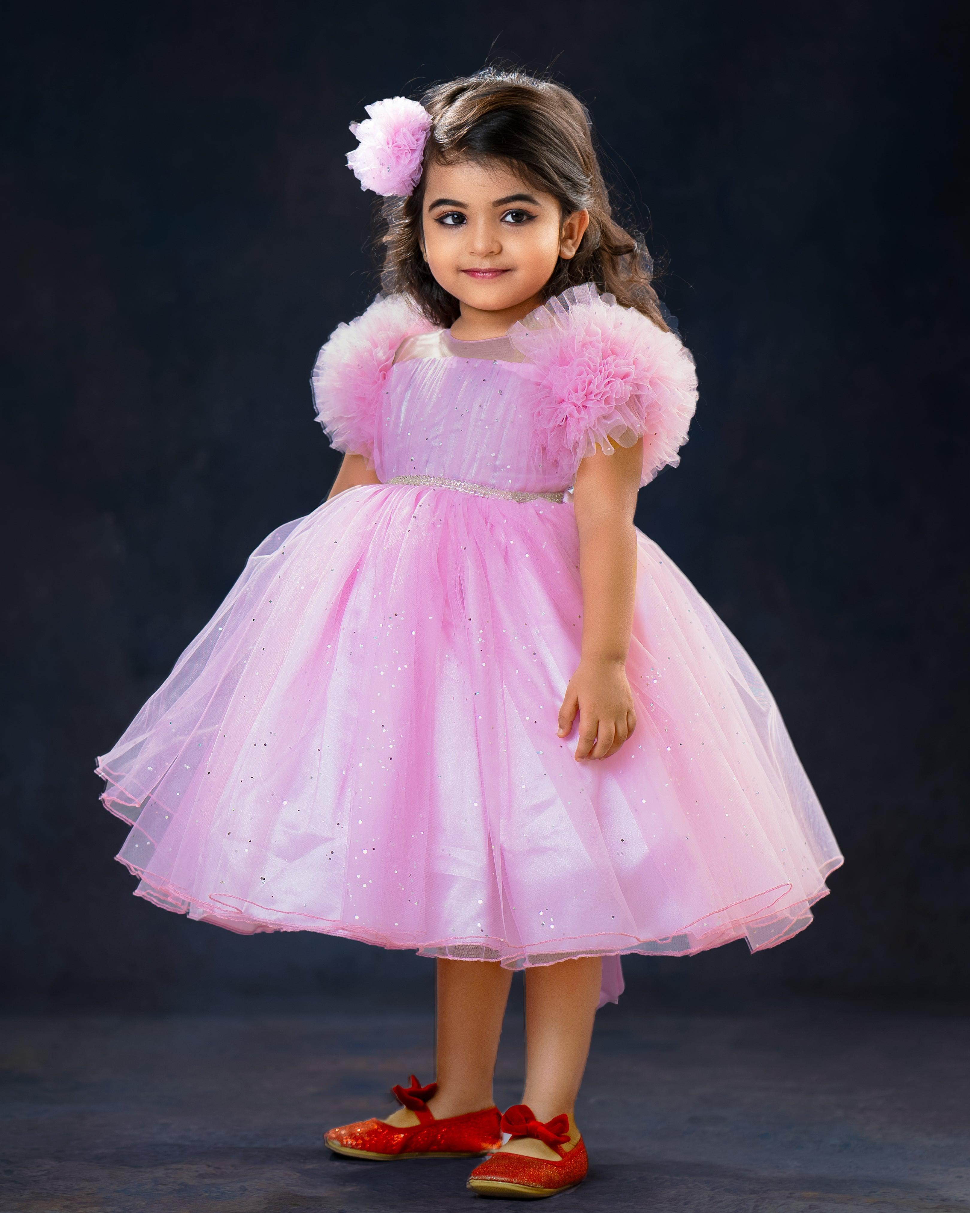 Buy KARROT Pink Schiffli Cotton Round Neck Infant Girl's Dress | Shoppers  Stop