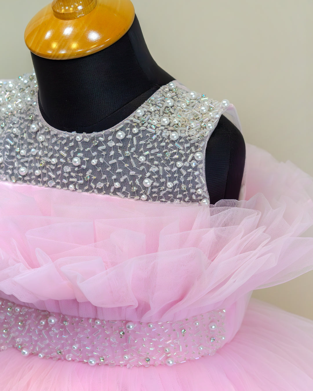 Baby pink premium baby girls birthday frock, party wear dress for girls