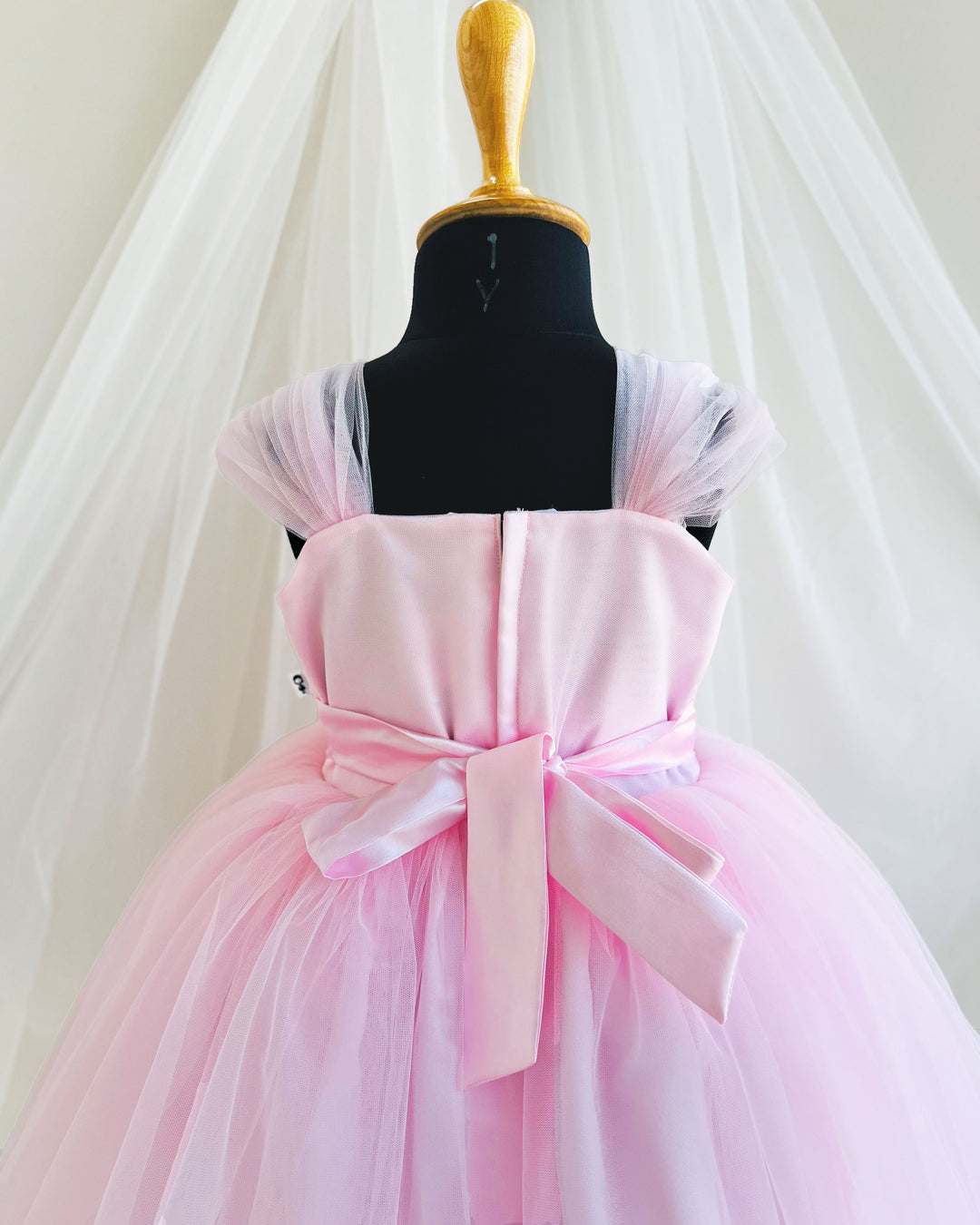 "Baby Pink Sequins Handwork Frock for Baby Girls Birthday Party"