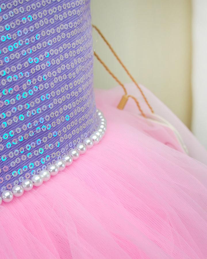 baby girls birthday dress, baby pink lavender frock, designer sequin dress for kids, partywear frock for baby girls, handworked birthday outfit, festive frock, toddler birthday wear, premium kids dress, stylish sequin frock