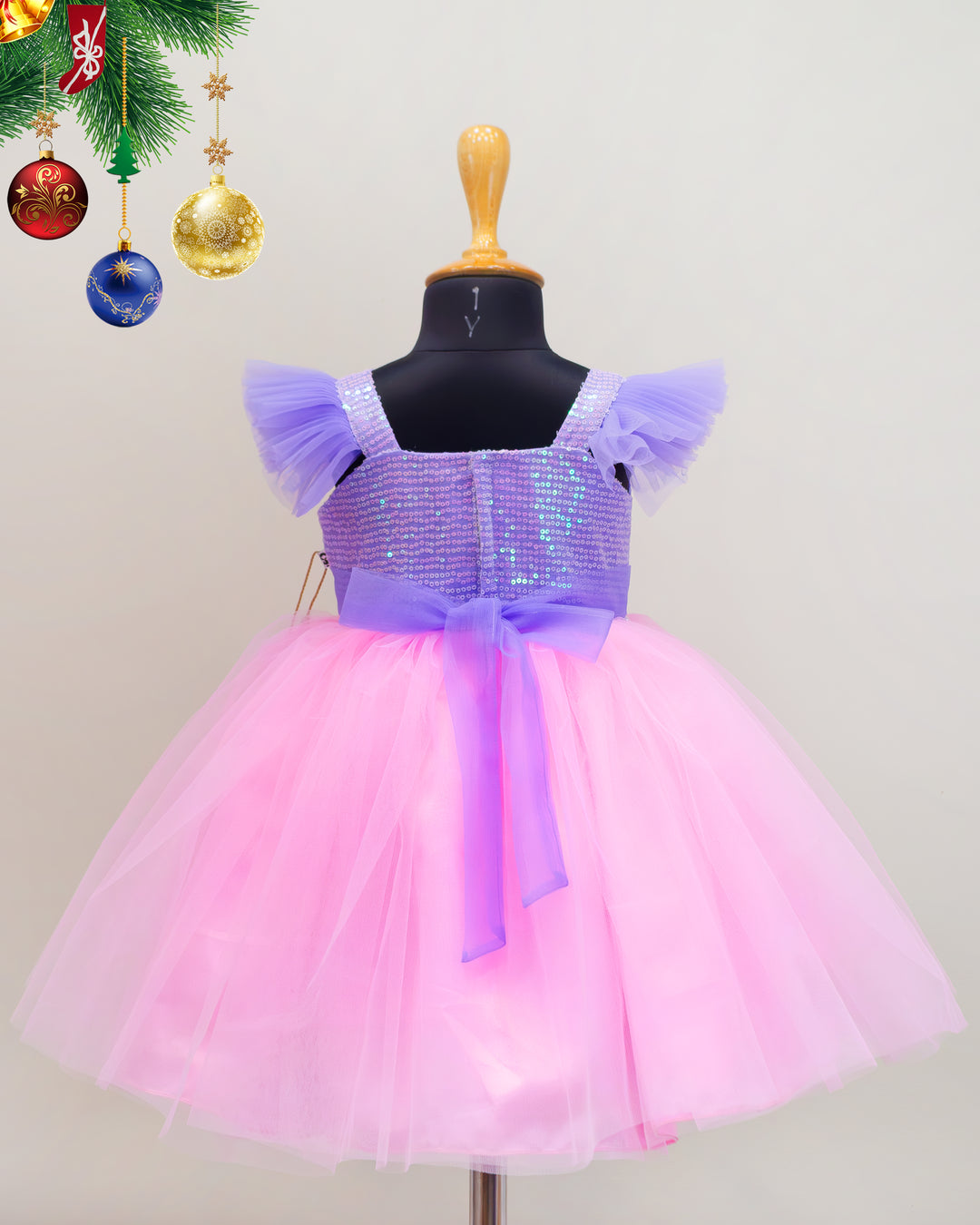 baby girls birthday dress, baby pink lavender frock, designer sequin dress for kids, partywear frock for baby girls, handworked birthday outfit, festive frock, toddler birthday wear, premium kids dress, stylish sequin frock