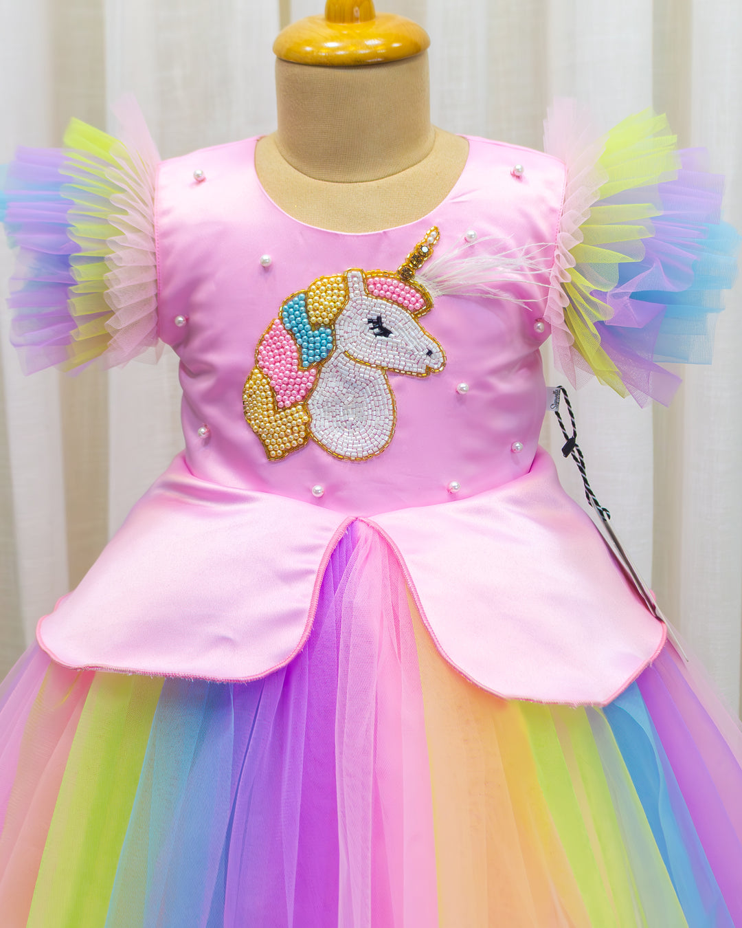 Baby pink unicorn birthday dress for baby girls, multi color unicorn frock, baby girls partywear dress, cute unicorn theme birthday dress for kids