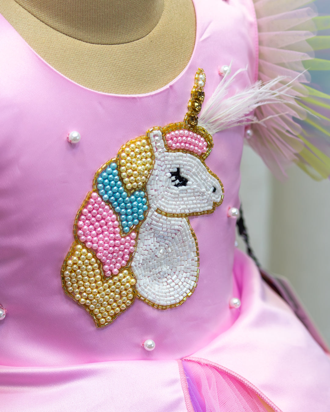 Baby pink unicorn birthday dress for baby girls, multi color unicorn frock, baby girls partywear dress, cute unicorn theme birthday dress for kids