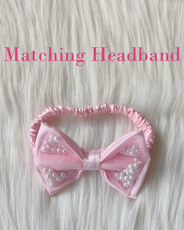 Baby pink premium baby girls birthday frock, party wear dress for girls