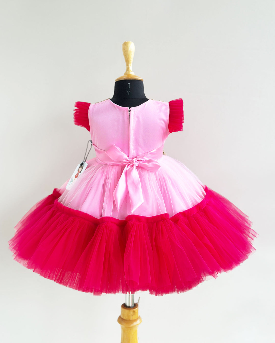 Baby Pink Rany Pink Handwork Frock, Baby Girls Birthday Dress, Designer Partywear Frock, Flower Dress for Baby Girl