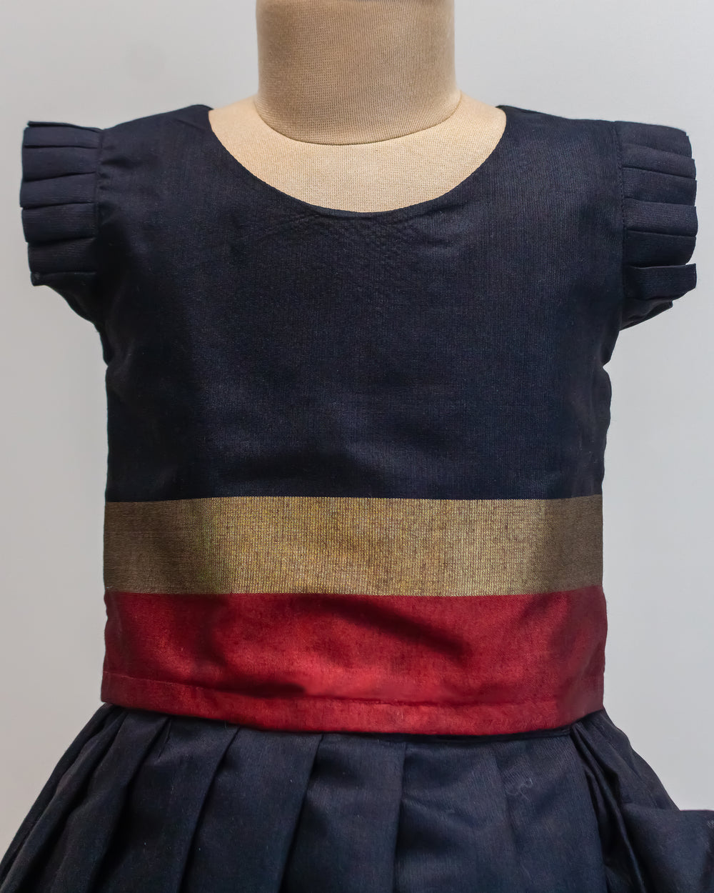 black banarasi cotton lehenga for baby girls, traditional border kids dress, baby girl birthday lehenga, festive outfit for toddlers, premium designer kids wear