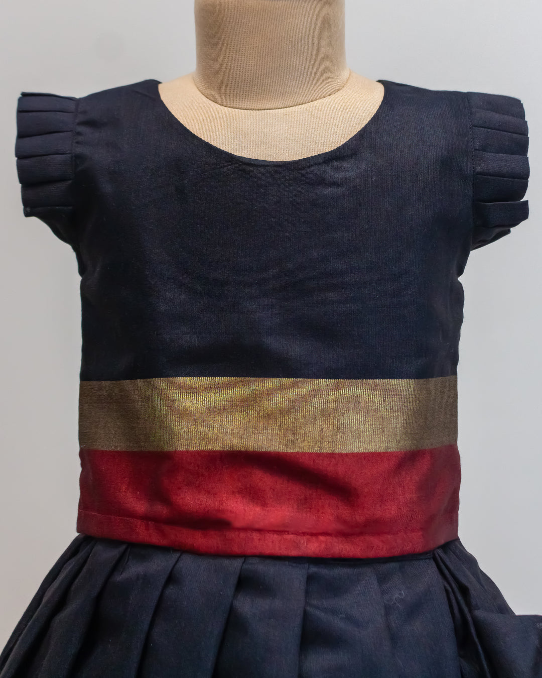 black banarasi cotton lehenga for baby girls, traditional border kids dress, baby girl birthday lehenga, festive outfit for toddlers, premium designer kids wear