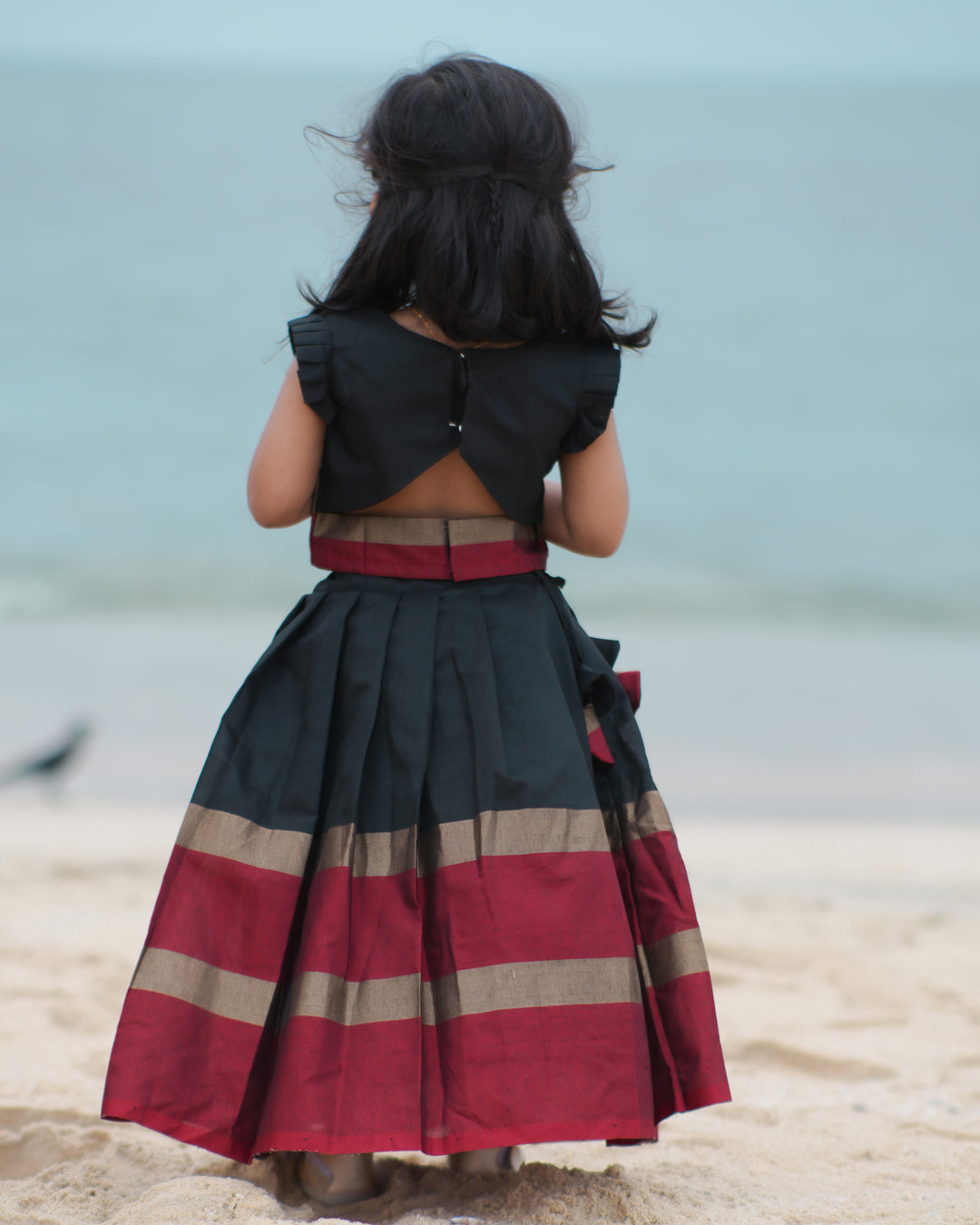 Black banarasi cotton lehenga choli premium traditional outfit – Stanwells Kids
