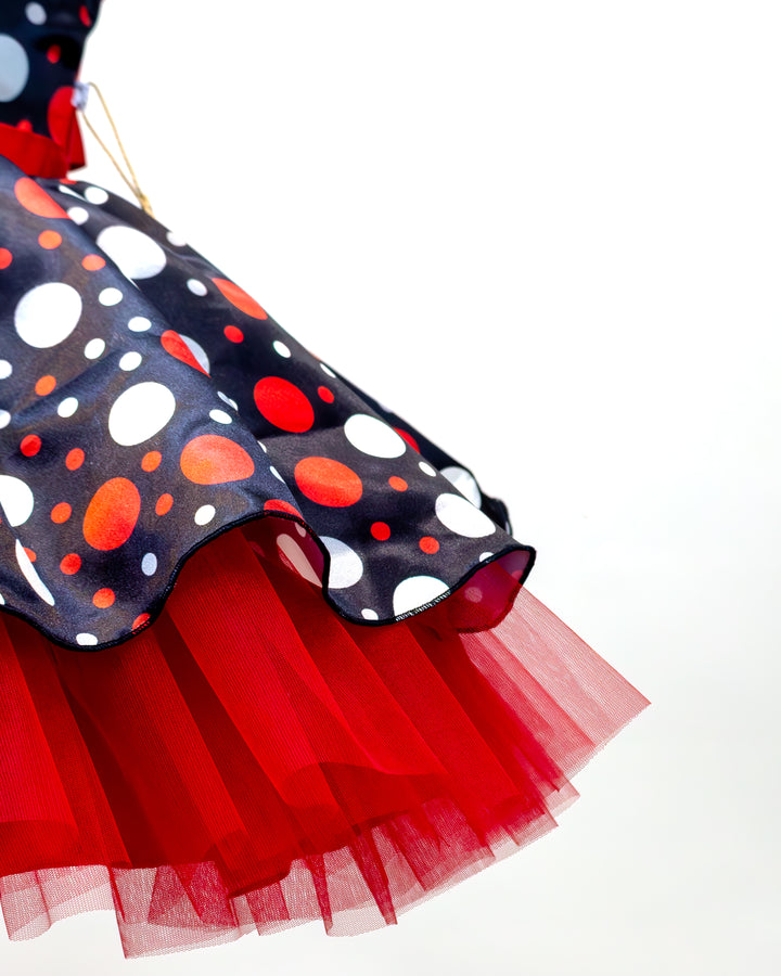 baby girls birthday dress, black satin frock, Christmas frock for kids, printed satin partywear dress, festive outfit for girls, toddler party dress, elegant kids frock, soft satin birthday dress, baby girl Christmas outfit