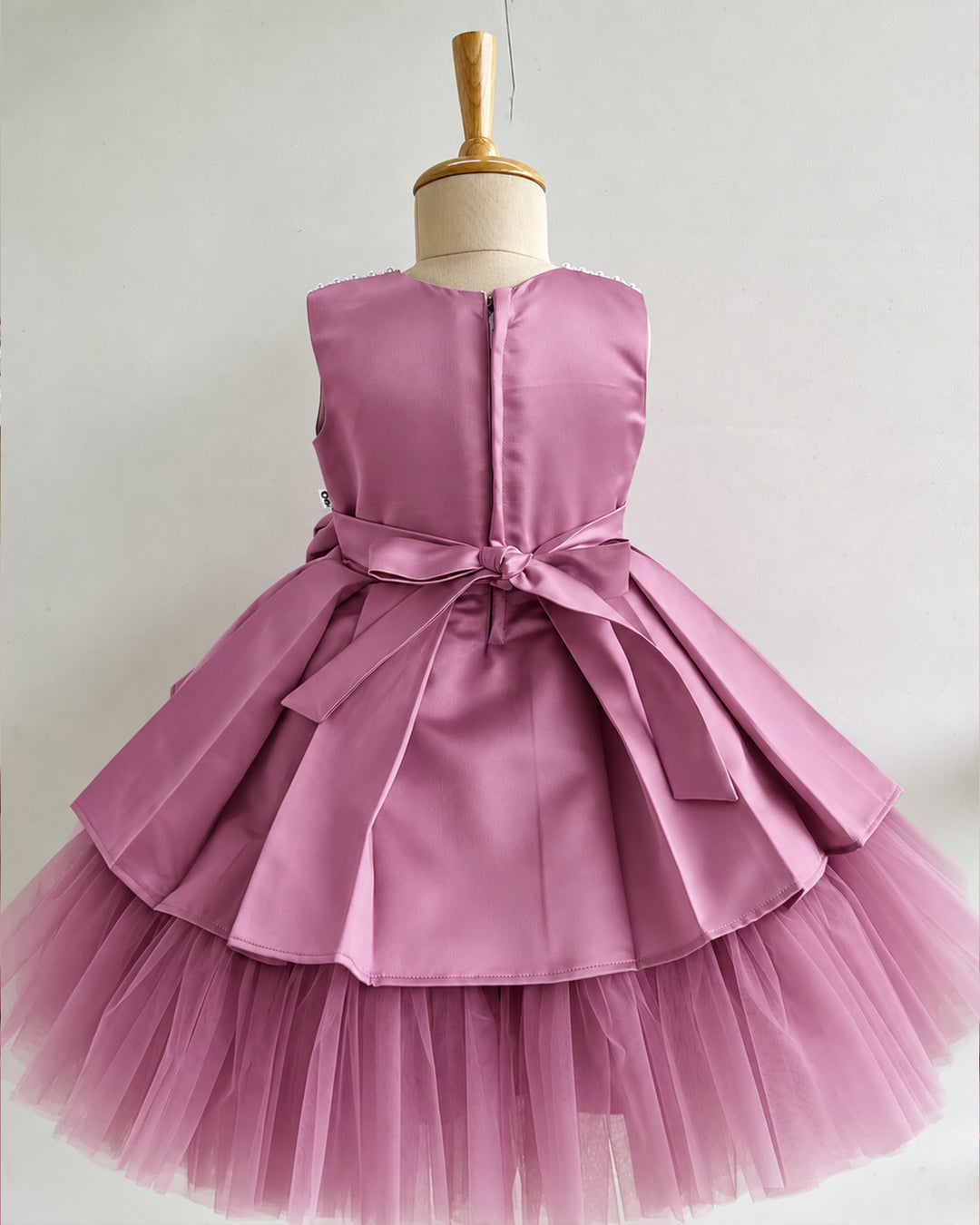 Soft Poplin Lining – Blush Pink Satin Bow Frock for Baby Girl – Stanwells Kids