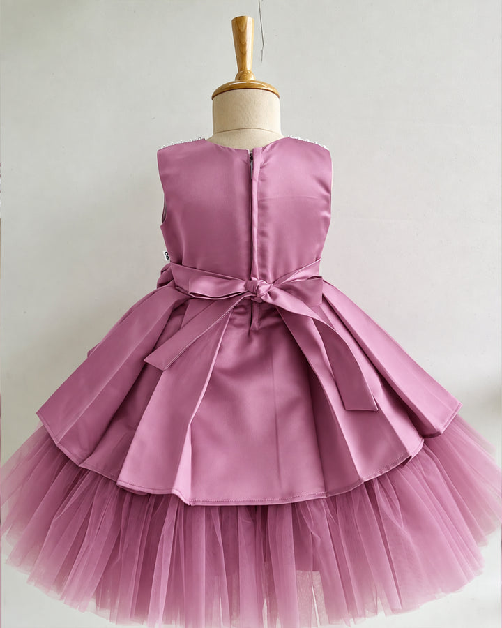 Soft Poplin Lining – Blush Pink Satin Bow Frock for Baby Girl – Stanwells Kids