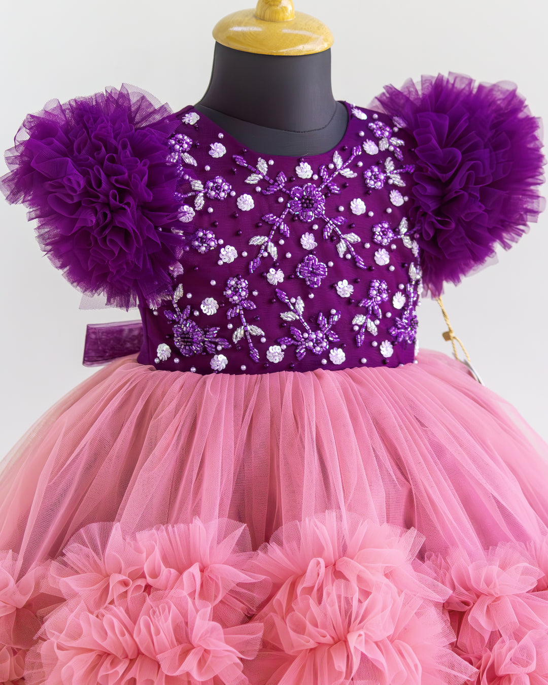 Baby Girl Purple Birthday Frock with Layered Ruffle Skirt – Stanwells Kids
