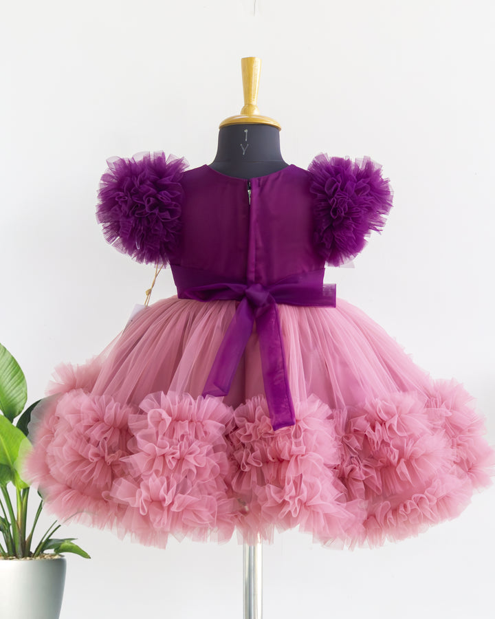 Deep Purple Handwork Milestone Party Frock for Baby Girl – Stanwells Kids