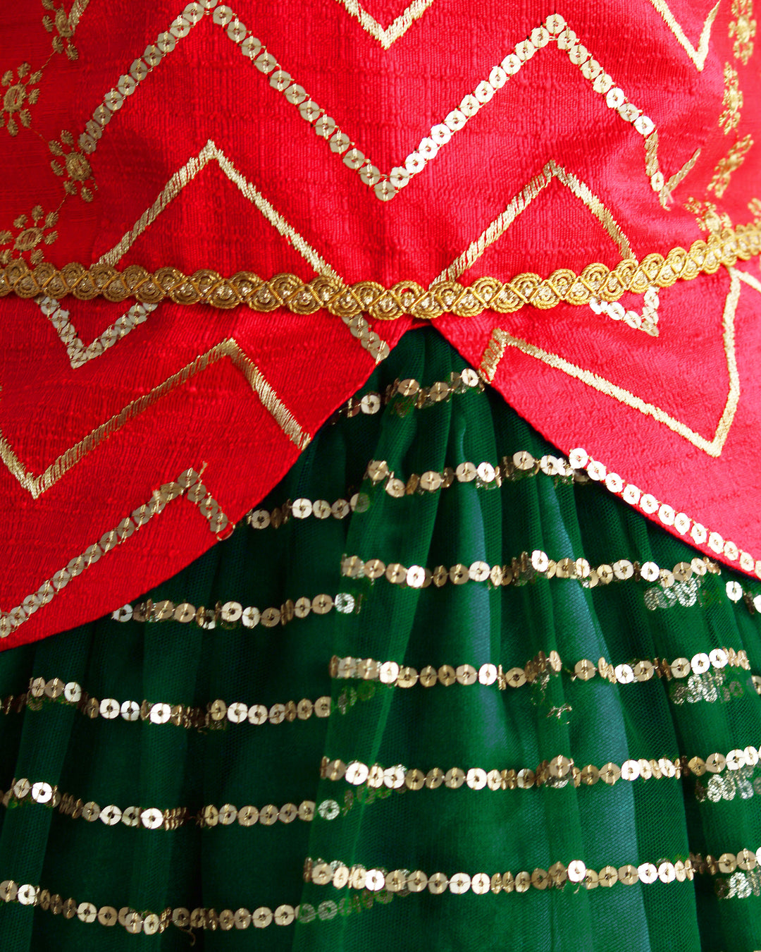 Bottle green and red sequin embroidery lehenga choli for baby girls

Traditional South Indian birthday dress for girls

Embroidered festive wear lehenga for toddlers

Designer sequin work partywear dress for kids

Baby girls ethnic lehenga choli set

Stanwells Kids festive birthday outfit

Green red designer lehenga for baby girls