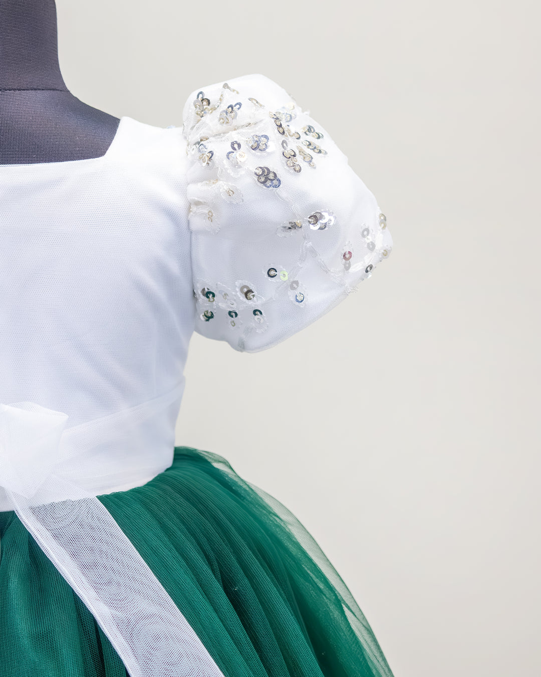 bottle green and white Christmas frock for baby girls, festive birthday dress, designer kids partywear dress, toddler Christmas outfit, Stanwells Kids