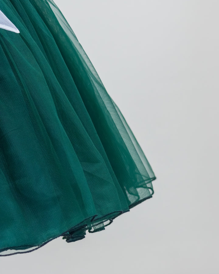 bottle green and white Christmas frock for baby girls, festive birthday dress, designer kids partywear dress, toddler Christmas outfit, Stanwells Kids