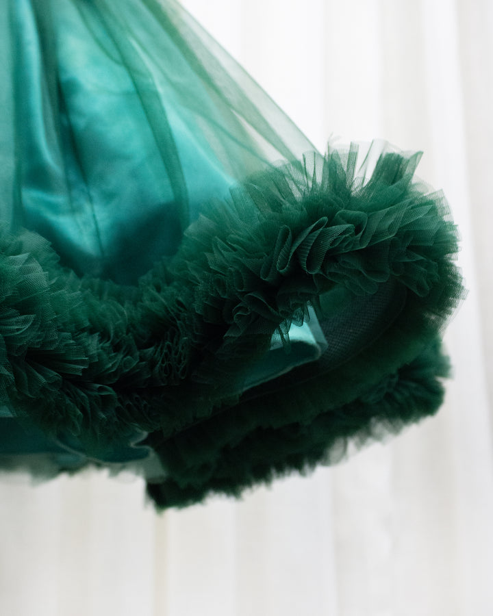 Bottle Green Handcrafted Gown – Heavy Work Partywear Birthday Dress for Baby Girls by Stanwells Kids