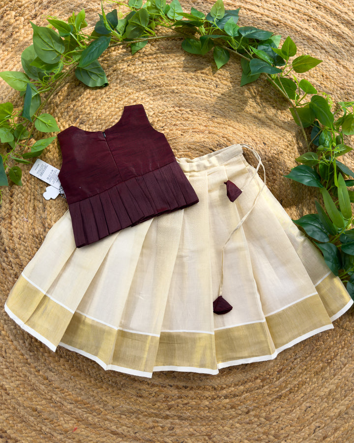 Traditional burgundy handwork lehenga choli for girls 3 months to 7 years – Stanwells Kids
