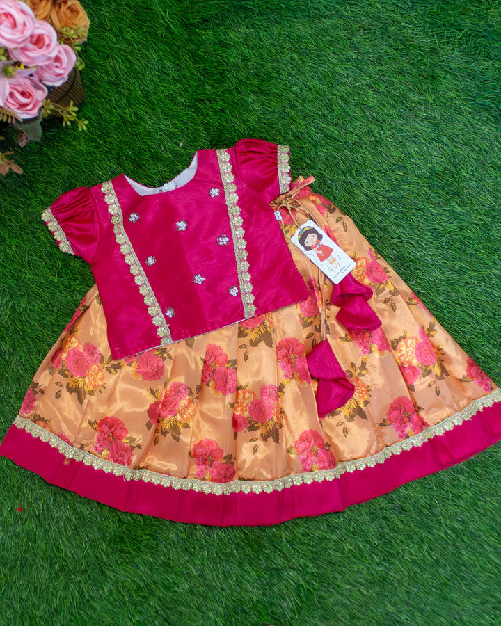 Coral Floral Print Lehenga Skirt for Little Girl – Stanwells Kids
