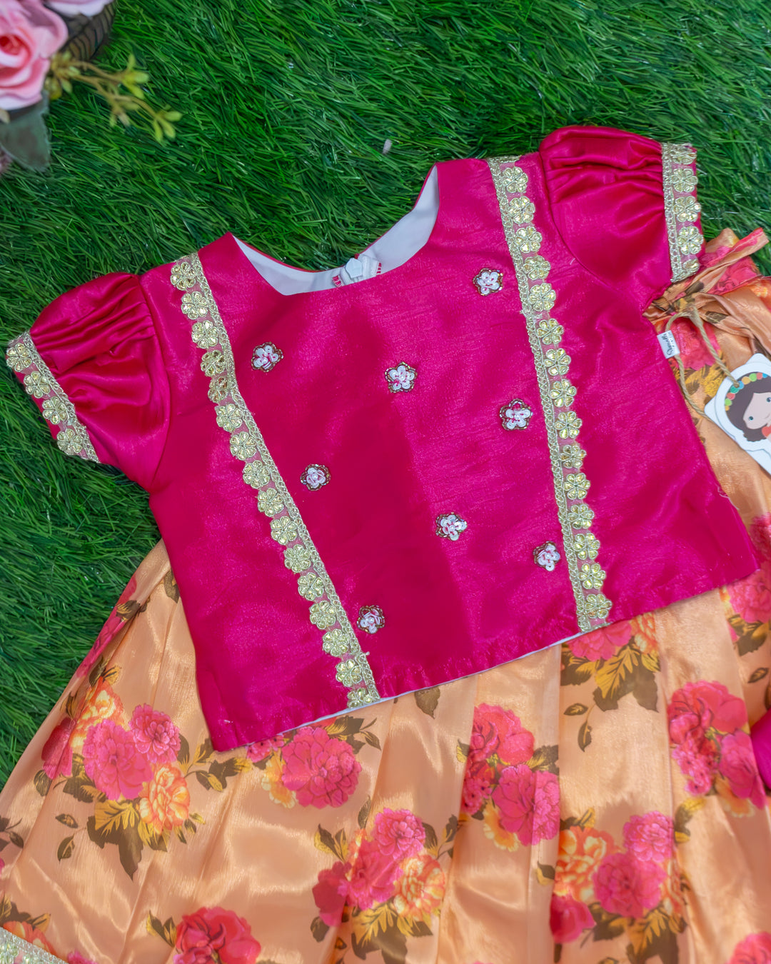 Coral Chinon Lace Lehenga Party Wear for Baby Girl – Stanwells Kids
