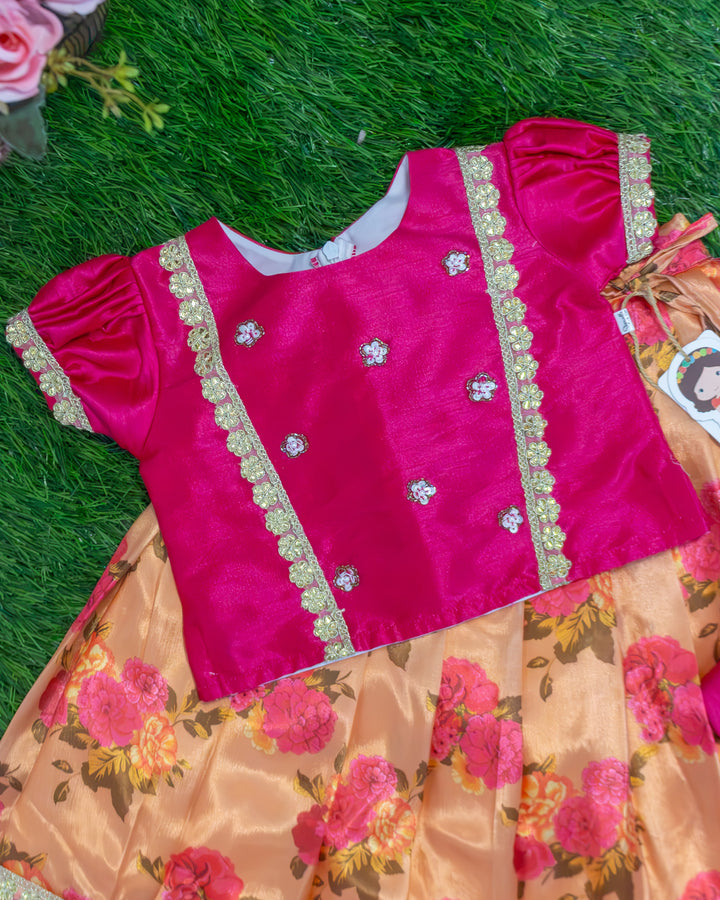 Coral Chinon Lace Lehenga Party Wear for Baby Girl – Stanwells Kids