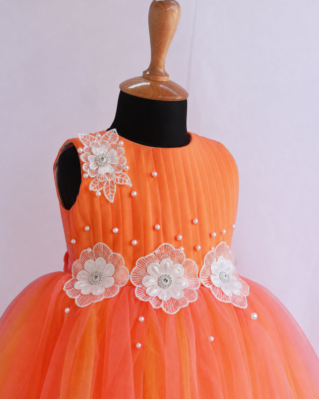 Coral yellow dual shade flower birthday frock for baby girl – Stanwells Kids