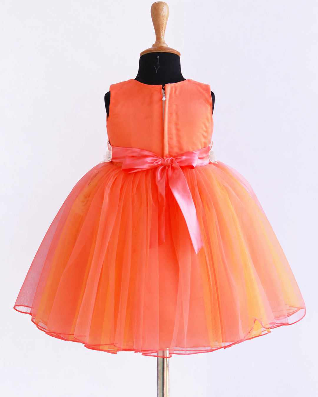 Coral yellow dual shade flower birthday frock for baby girl – Stanwells Kids