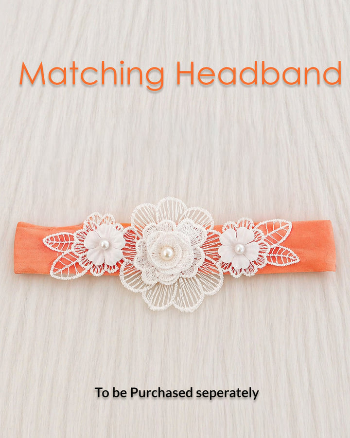 Peach Dual Shade Sleeveless Flower Frock
