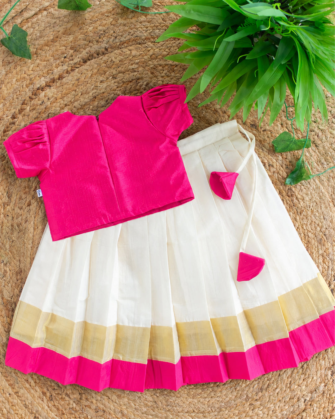 Cream pink butterfly handwork lehenga choli full look for baby girl – Stanwells Kids