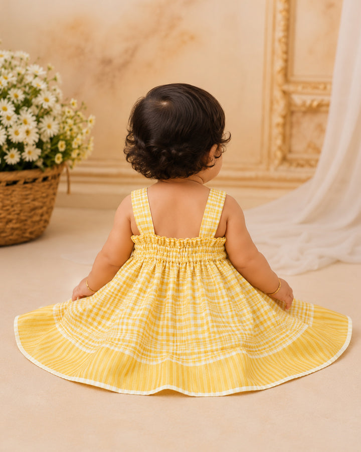 Stanwells Kids newborn frock for baby girl cream green matching headband dress