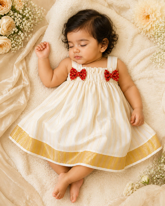 Stanwells Kids newborn frock for baby girl cream maroon matching headband dress