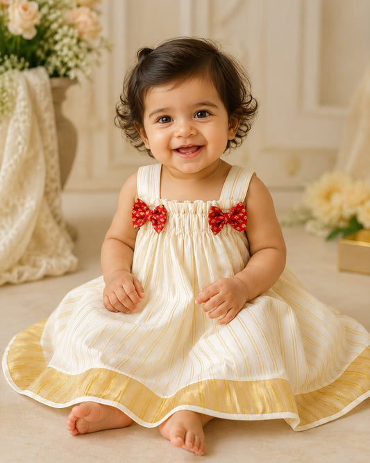 Stanwells Kids newborn frock for baby girl cream maroon matching headband dress