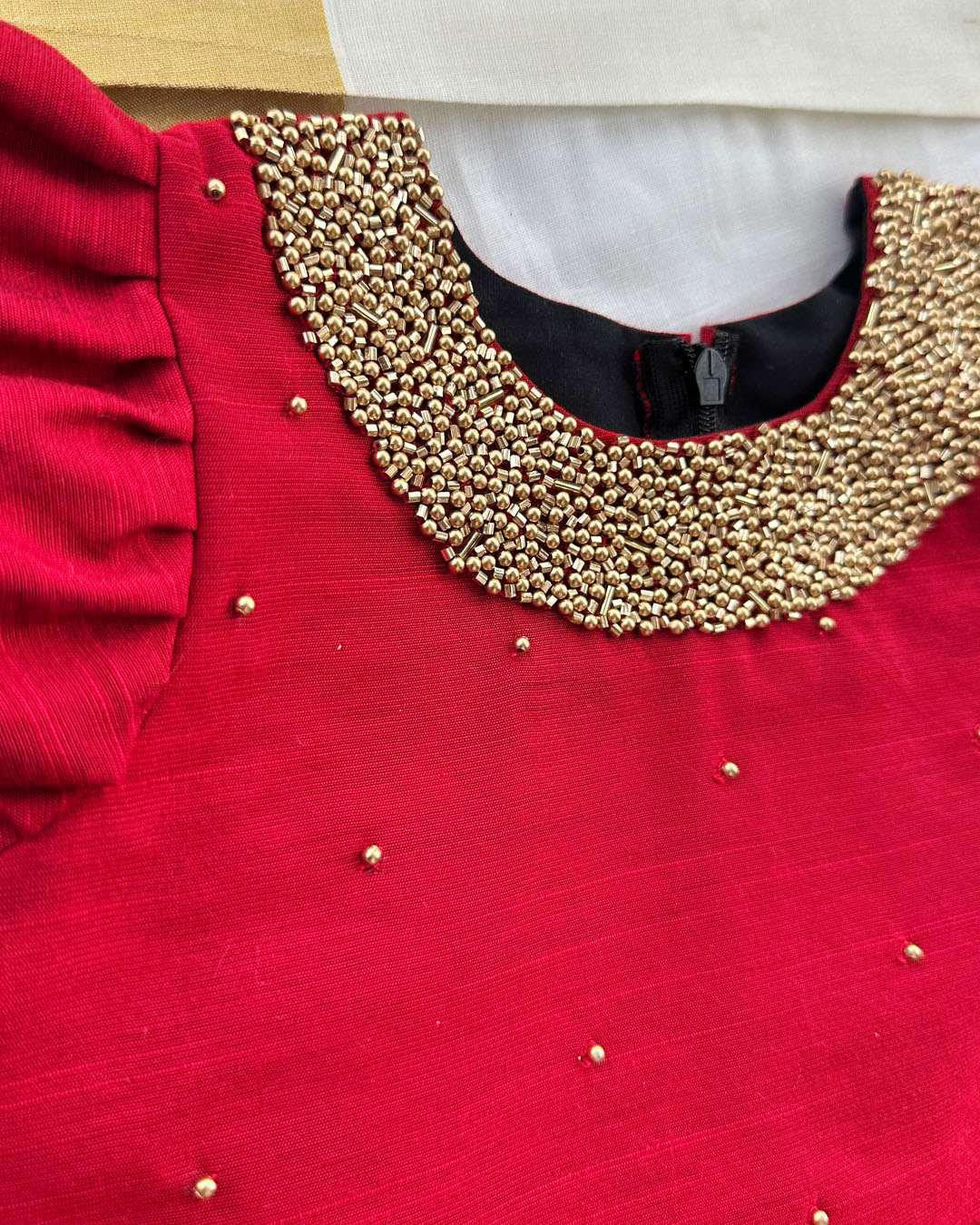 Baby girls birthday dress cream maroon lehenga

Traditional cotton silk lehenga choli for toddlers

Handwork lehenga dress for baby girl's birthday

Cream maroon ethnic dress for baby girl celebration

Elegant baby girl festive outfit in cotton silk

