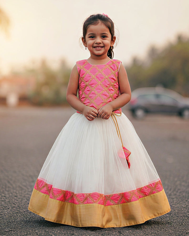 Cream peach lehenga choli for baby girls, sequin embroidered ethnic birthday dress, baby girls festive lehenga choli, kids traditional partywear dress