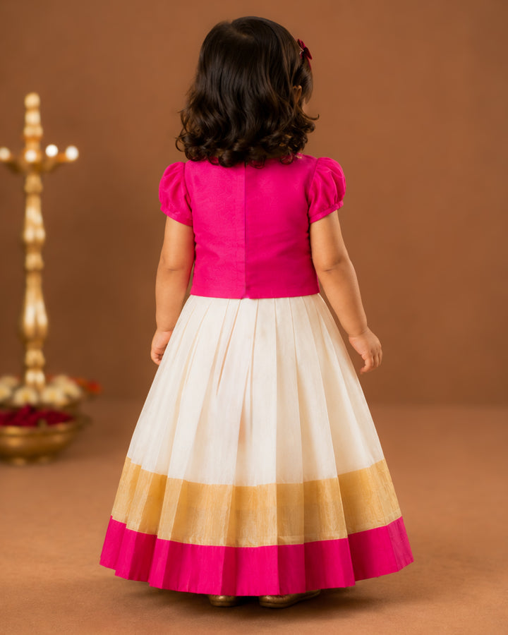 Cream pink butterfly handwork lehenga choli full look for baby girl – Stanwells Kids