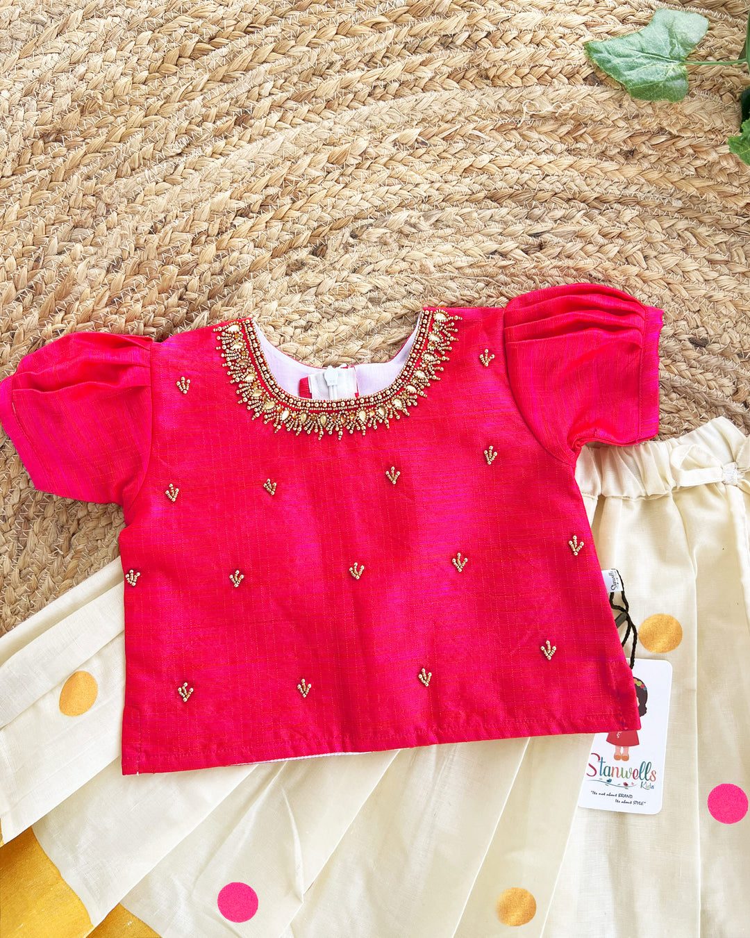 Baby girls Kerala birthday dress kasavu lehenga choli traditional festive outfit kids wear