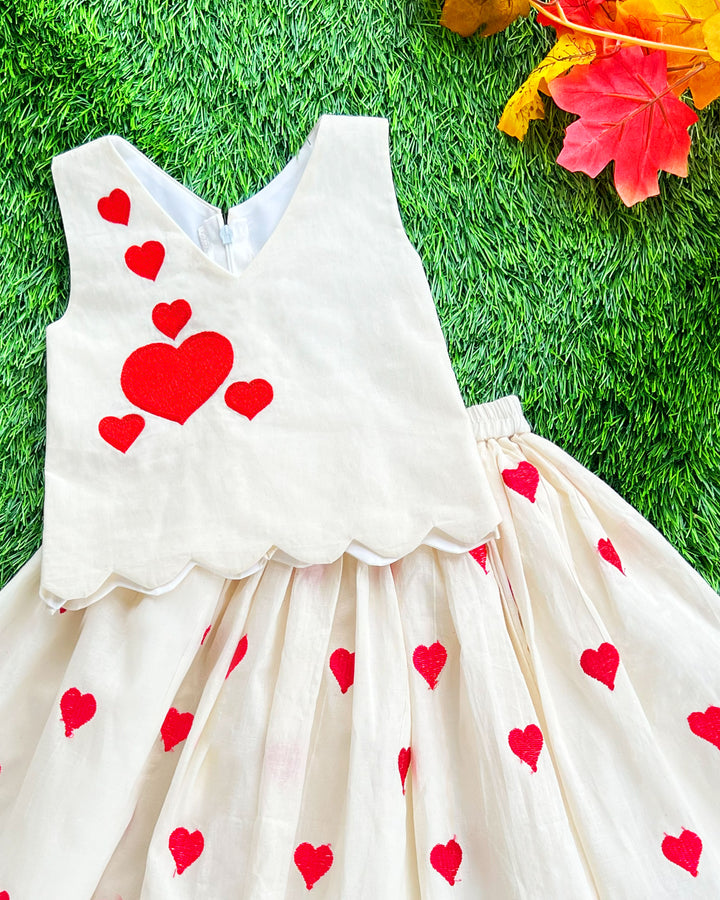 Baby girls cream red lehenga choli birthday dress party wear