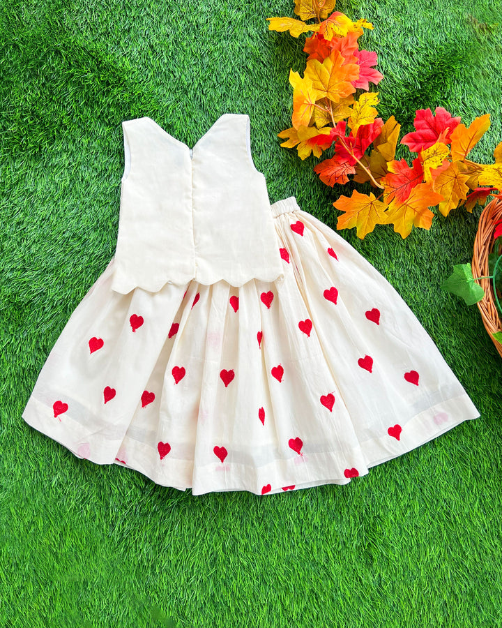 Baby girls cream red lehenga choli birthday dress party wear