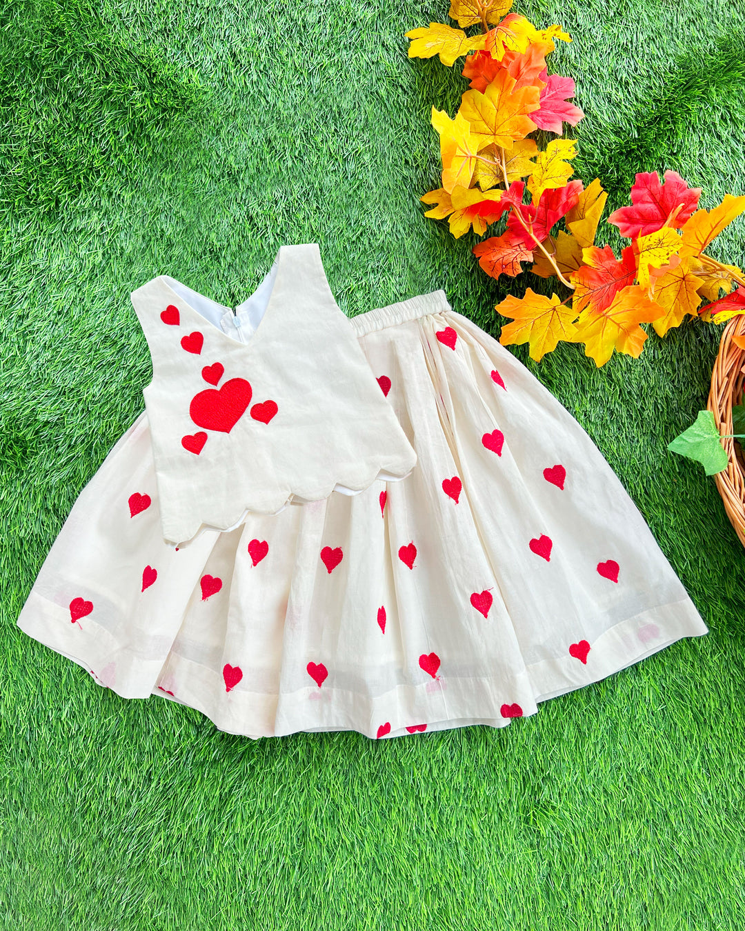 Baby girls cream red lehenga choli birthday dress party wear