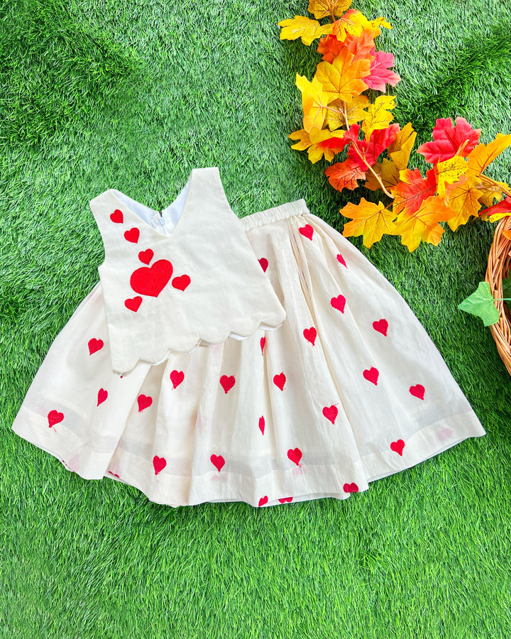 Baby girls cream red lehenga choli birthday dress party wear