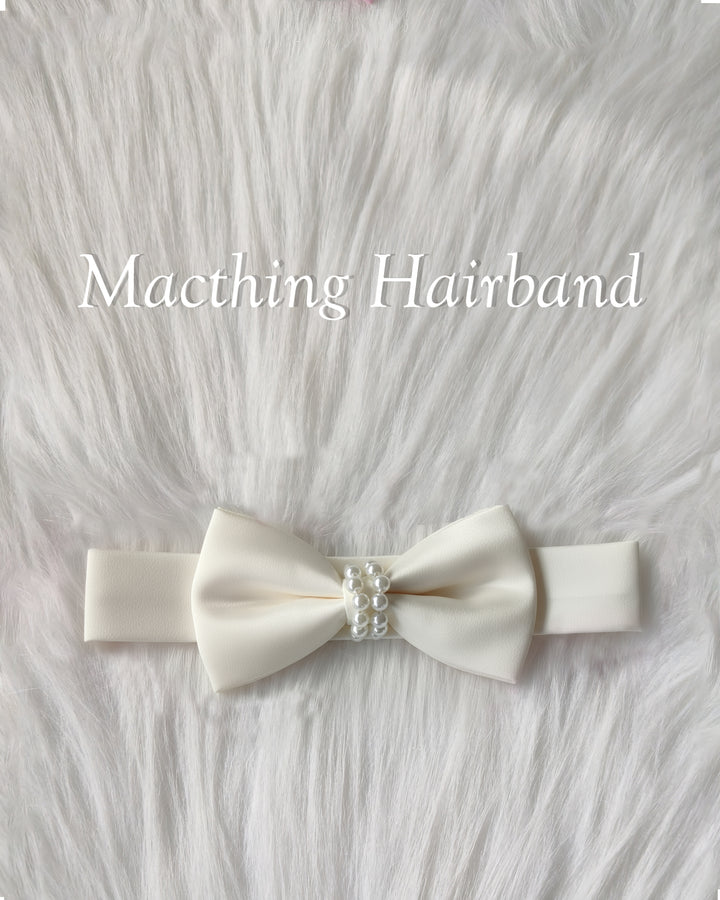 Cream shade silky satin baby girl birthday dress, western style frock, kids party wear dress, box pleated birthday outfit for girls