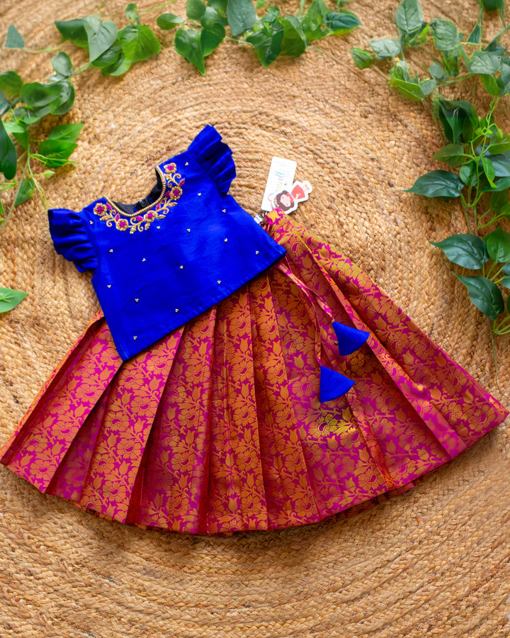 Front view of baby girl silk lehenga choli-Stanwells kids