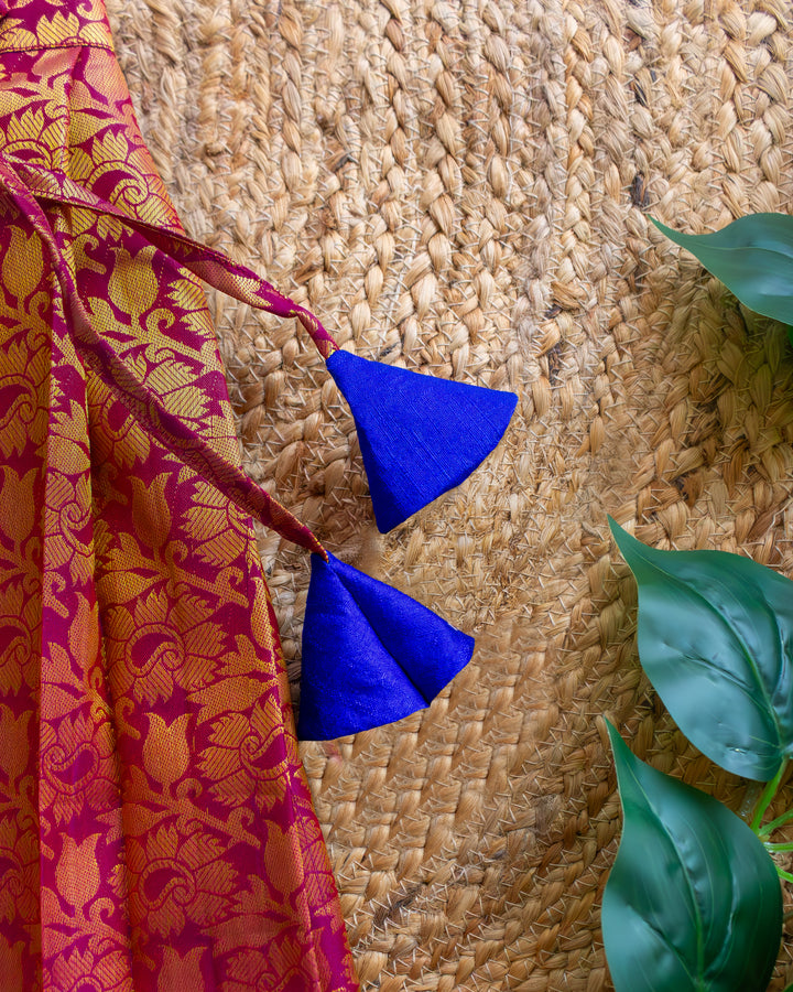 Close-up of jacquard silk lehenga fabric