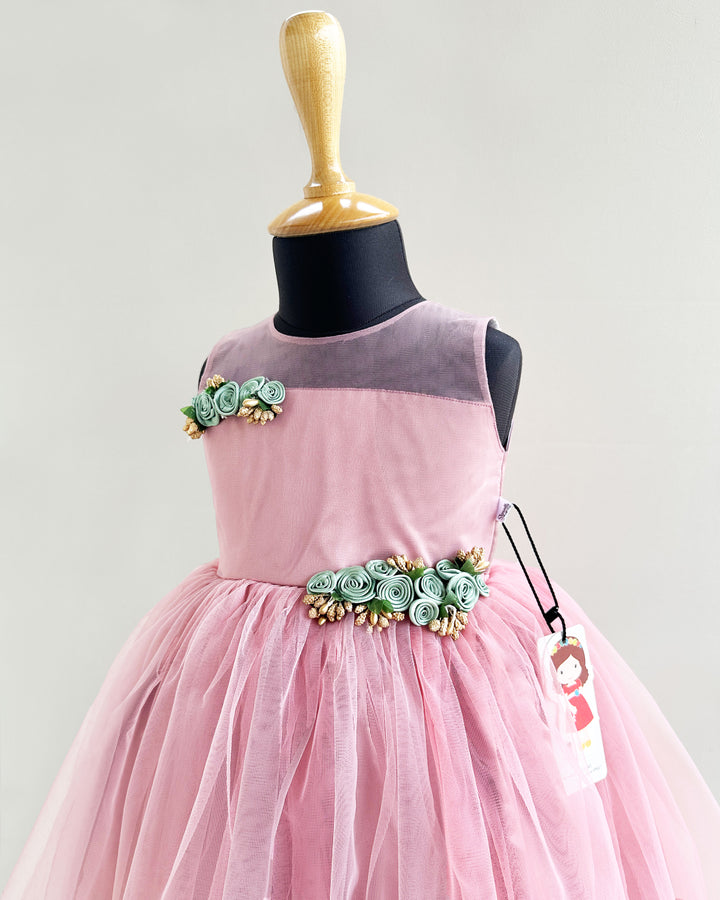 Dust Pink Frock Baby Girl Birthday Party Dress